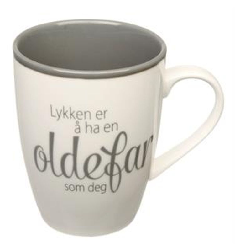 Krus lykken...oldefar hvit m/grå tekst