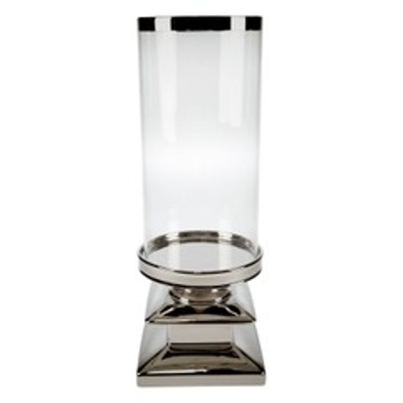 Lysestake sølv 8,5x22,5 cm m/glass