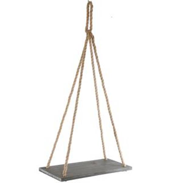 Trehylle grå m/tauoppheng 56x26 cm