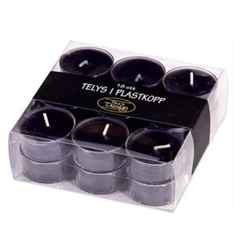 T-lys sort 18 pk 