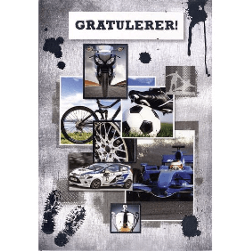 Kort Gratulerer/bil/fotball