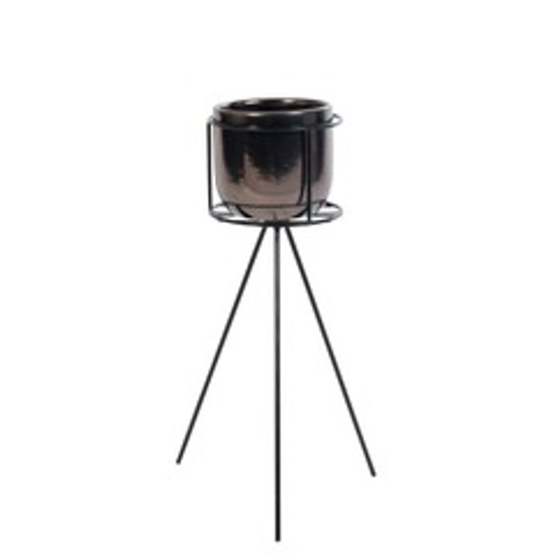 Blomsterpotte m/metallstativ kobber 21x46,5 cm
