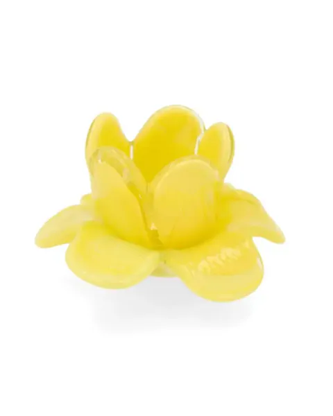 Telysholder blomst gul glass 12 x 7 cm