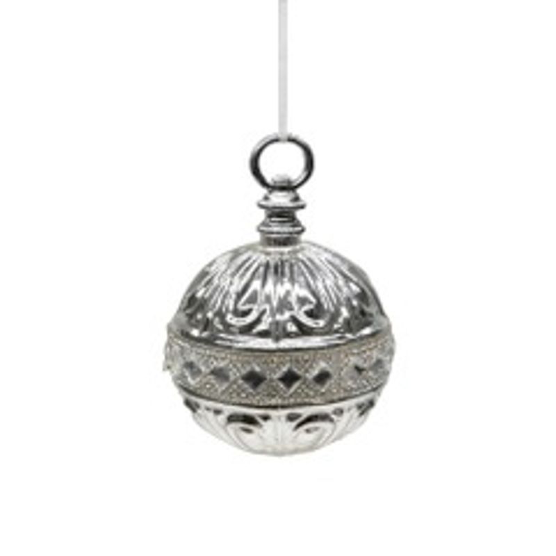 Julekule sølv m/strass/diamanter 8 cm