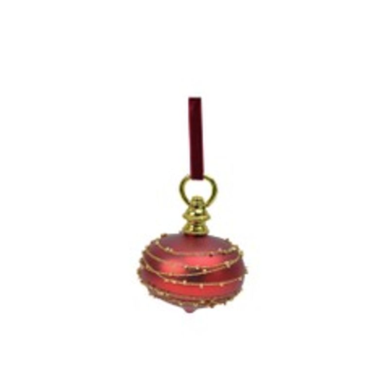 Julekule Rød m/gulldekor 8 cm