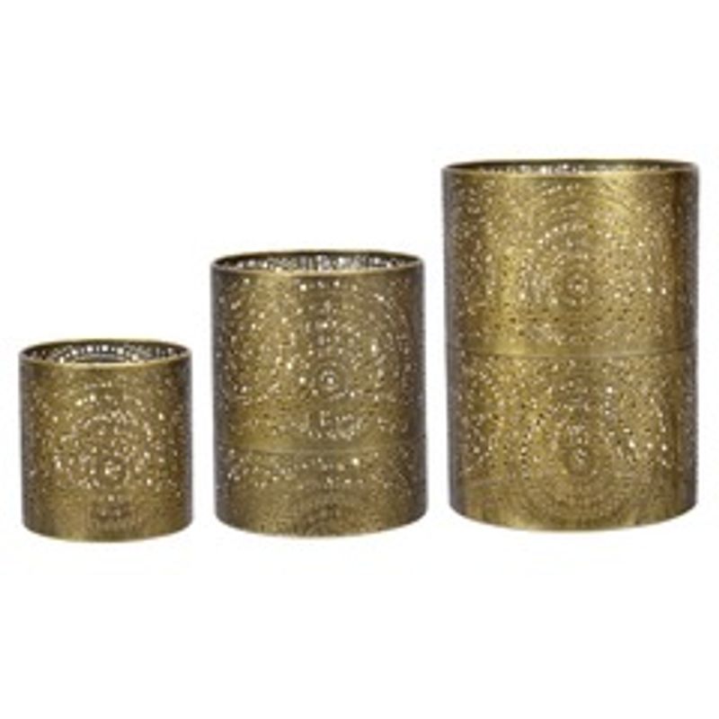 Lyslykt gull/metall stor 