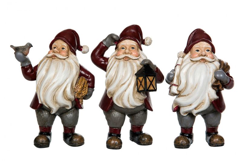 Nisse Röd med lykt Poly 15cm