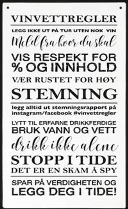 Hovedbilde Metallskilt: Vinvettregler
