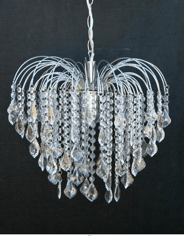 Taklampe Paraply m/glassprismer Sølv Ø 45 cm