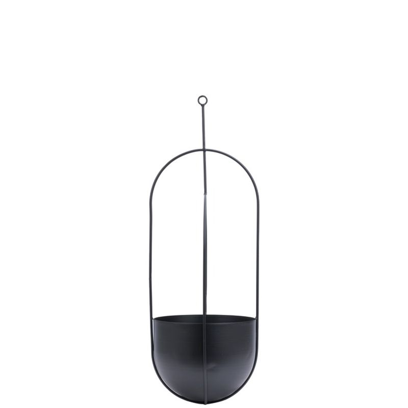 Veggampel sort metall 21x60 cm
