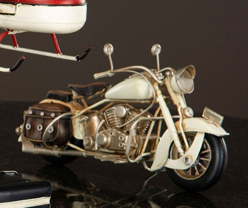 Motorsykkel Creme metall 11x28x14 cm