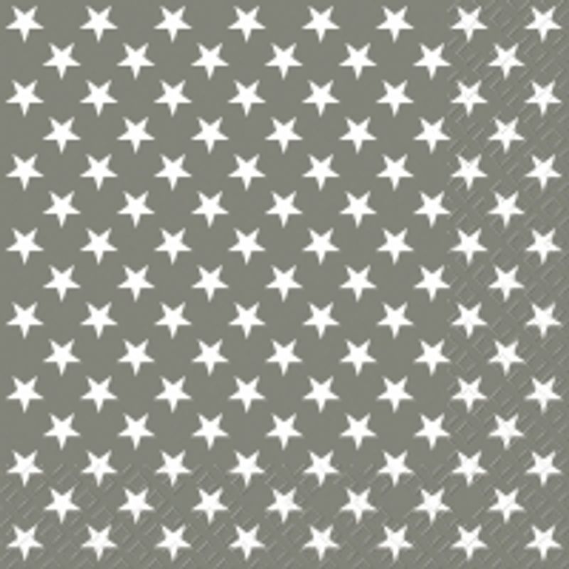 Serviett med små stjerner, lunsj, grå 20pk