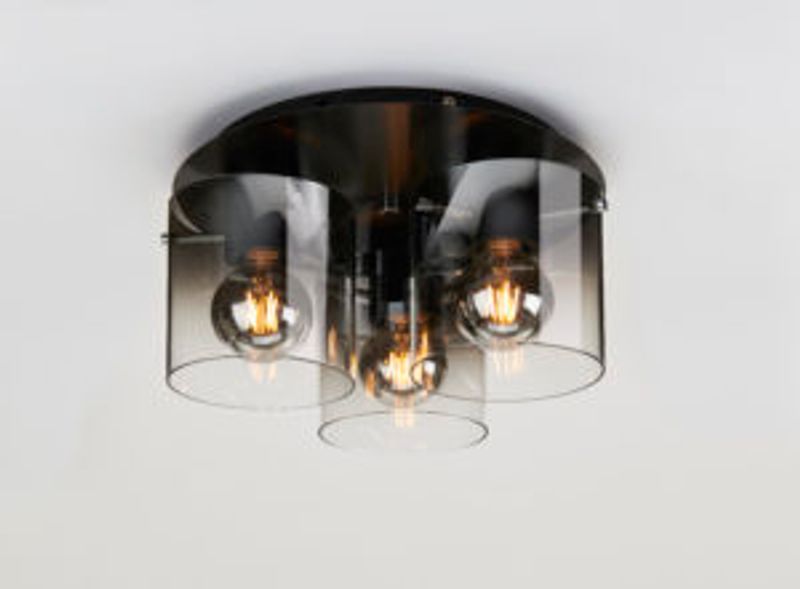 Plafond Roxy 3 lys Børstet/sort røk D 35 cm