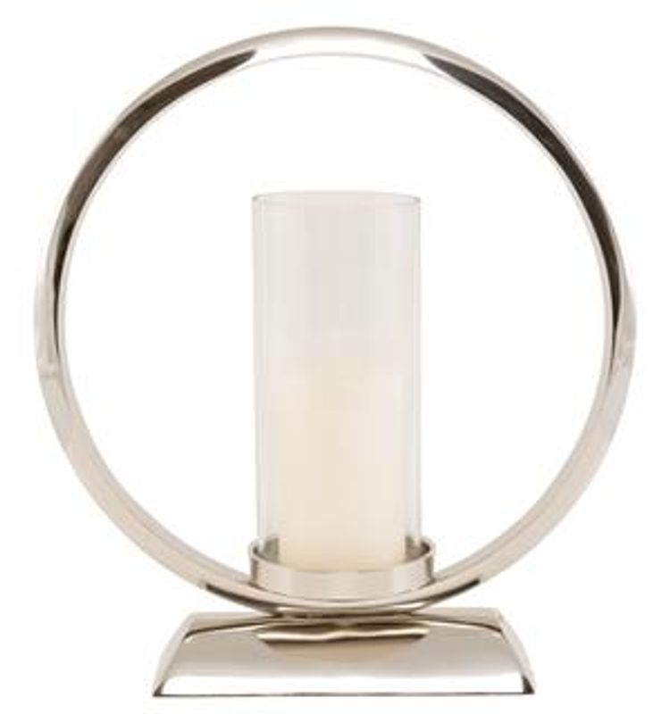 Lysestake blank nikkel m/glass 37x41 cm