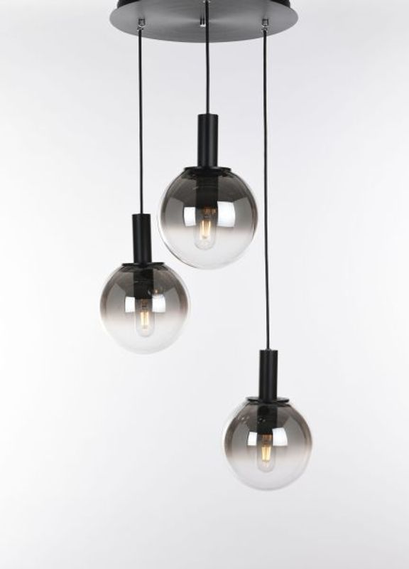 TAKLAMPE NEVADA RONDELL 3XE27 Ø: 38 CM SVART/RØK