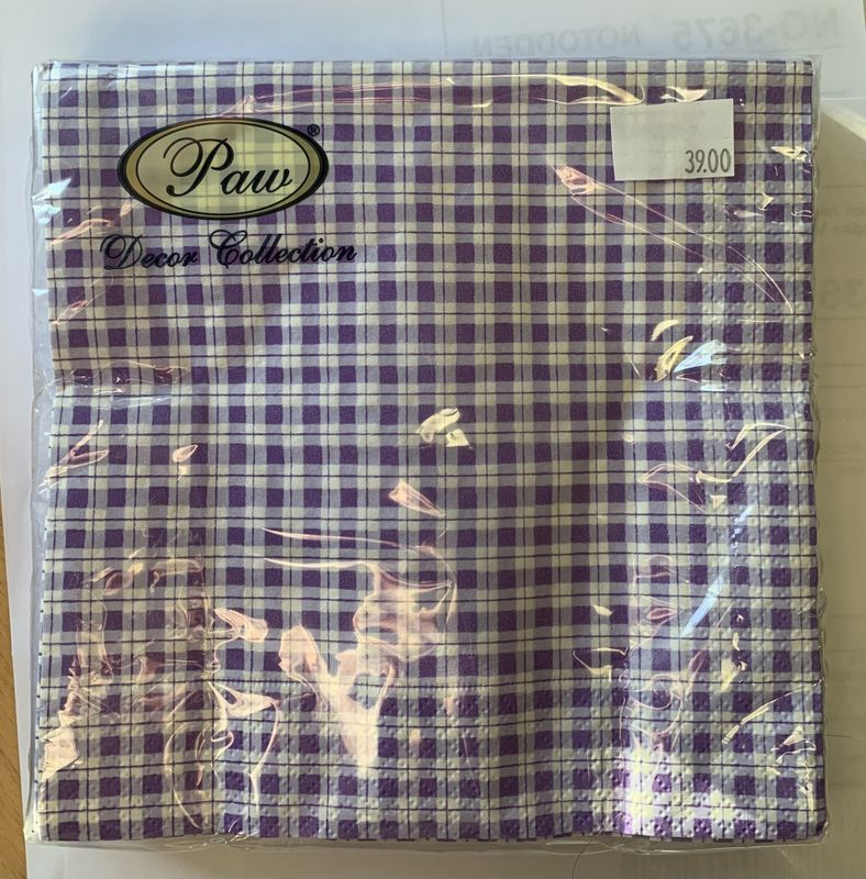 Serviett Lilla og hvit rute, lunsj, 20pk