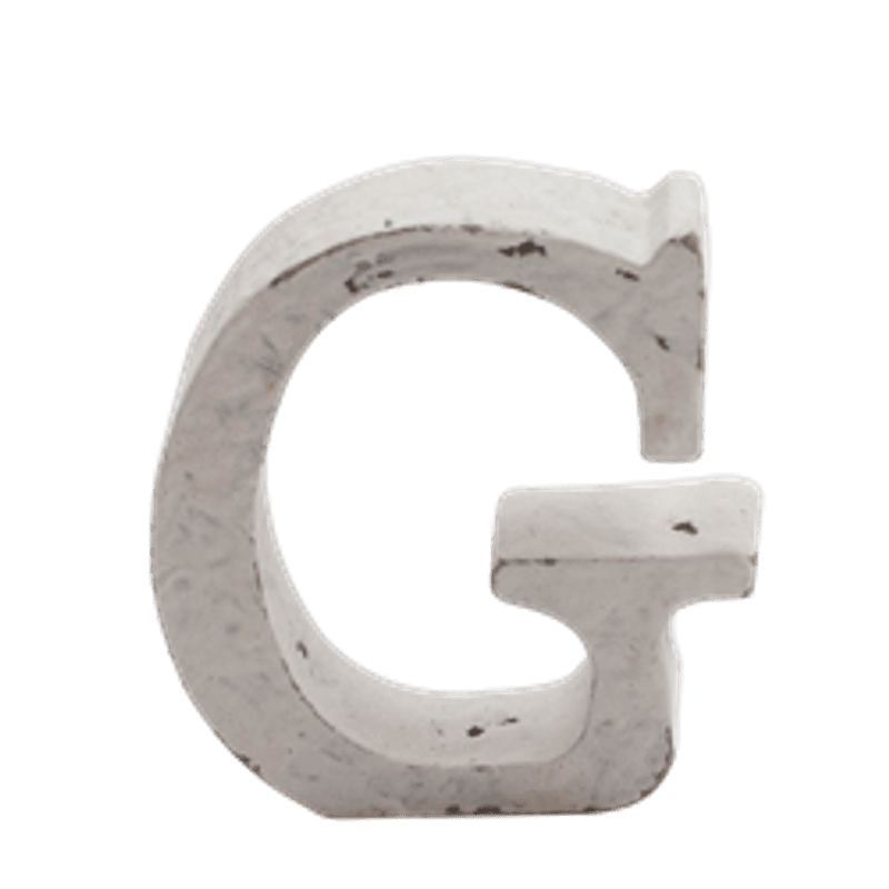 Trebokstav G hvit 6cm