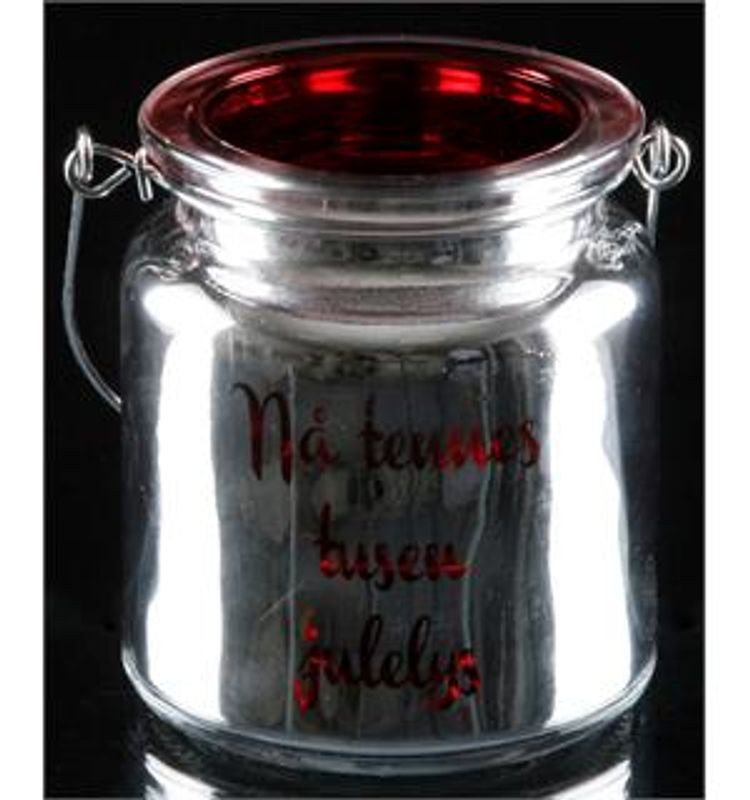 Telysglass sølv/Rød/hank  Nå tennes tusen julelys