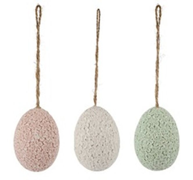 Hovedbilde Egg 6cm m/blomstermønster lys ...