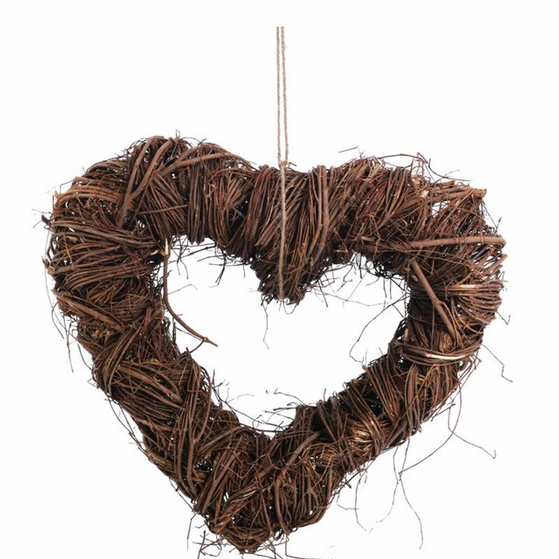 Hjertekrans brun rattan 40x10 cm