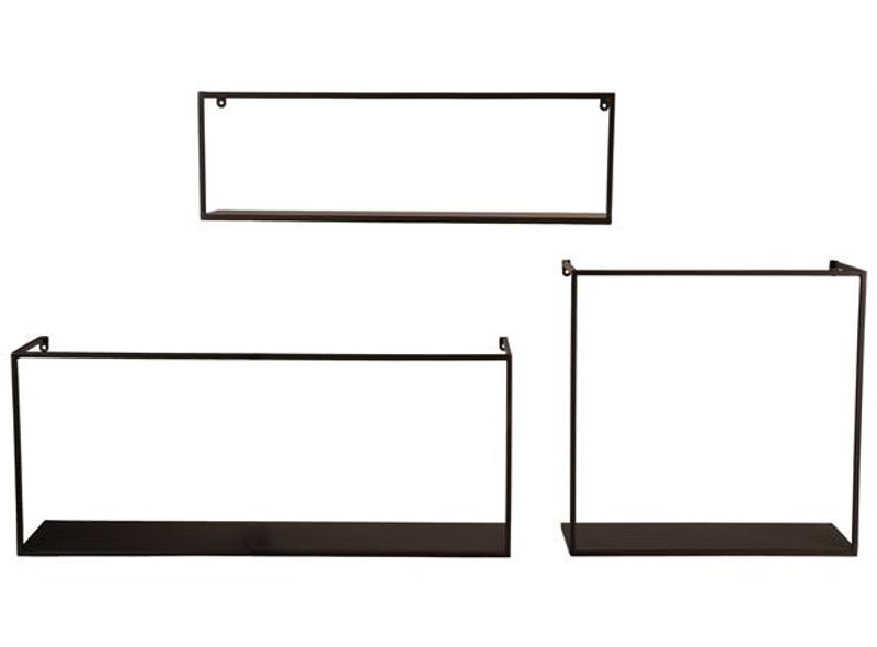 Hylle sort metall 50x12x15cm