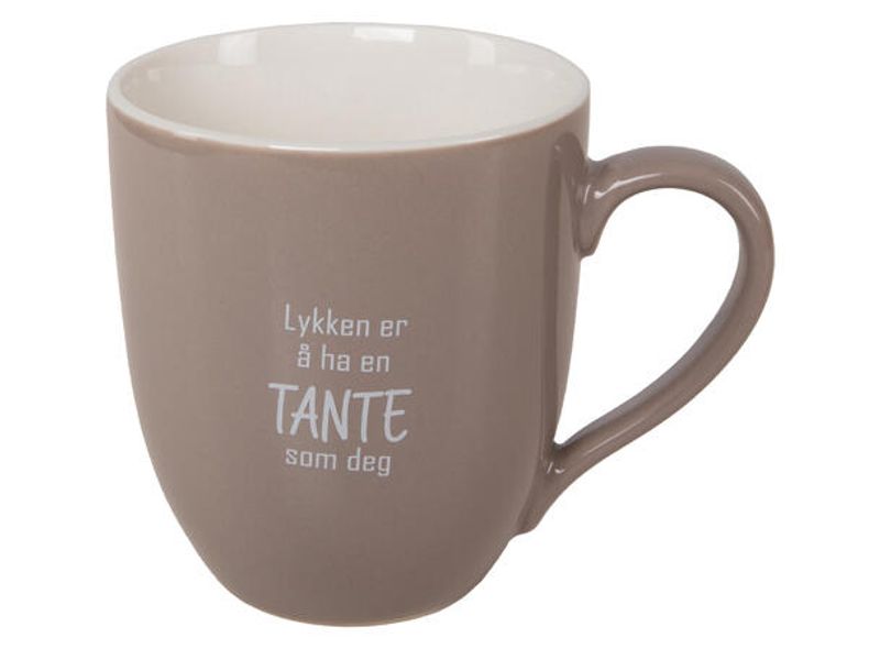 Krus lykken...Tante beige m/hvit tekst