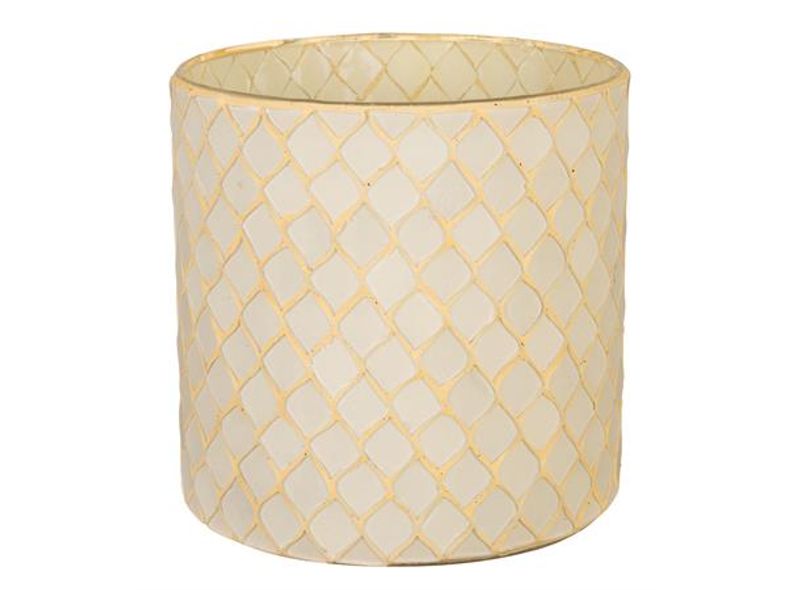 Lysglass mosaikk hvit m/be 12,75x12,75cm