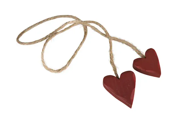 Trehjerter rep 2 stk vinrød 3 cm