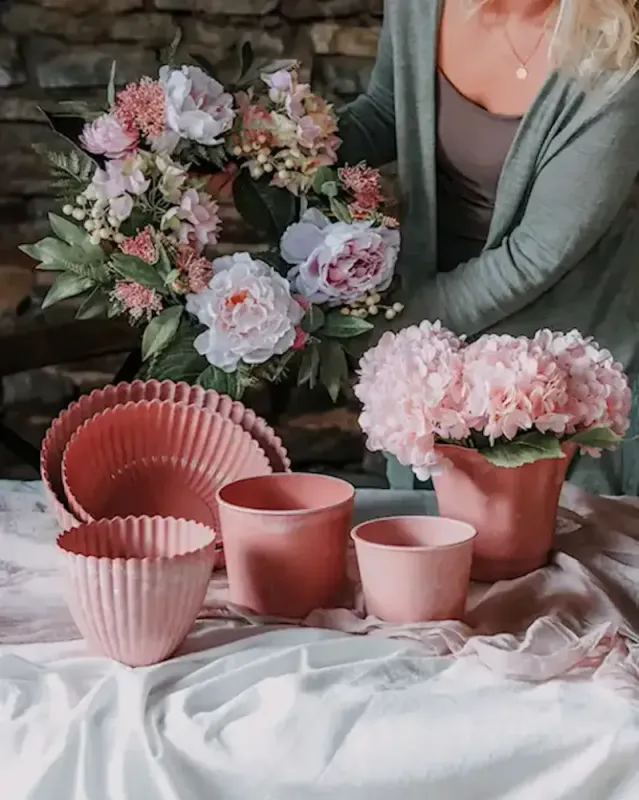 Hortensia på stilk lys rosa 25x15x50 cm