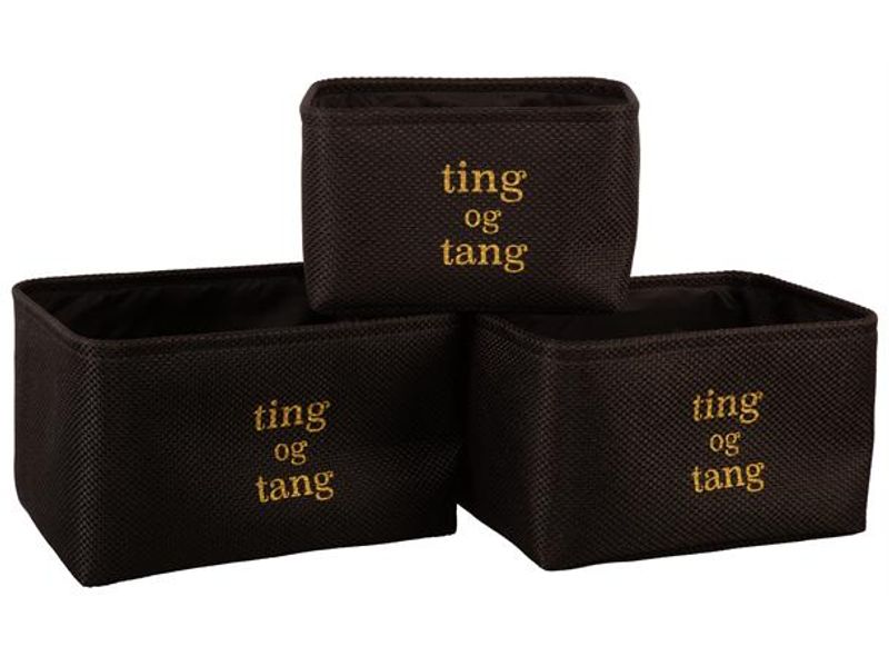 Kurv ting og tang sort m/gullskrift 30x20x18 cm