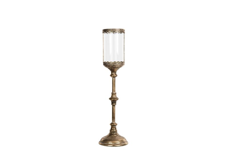 Lykt på stativ/glass G brun Ø17x67cm