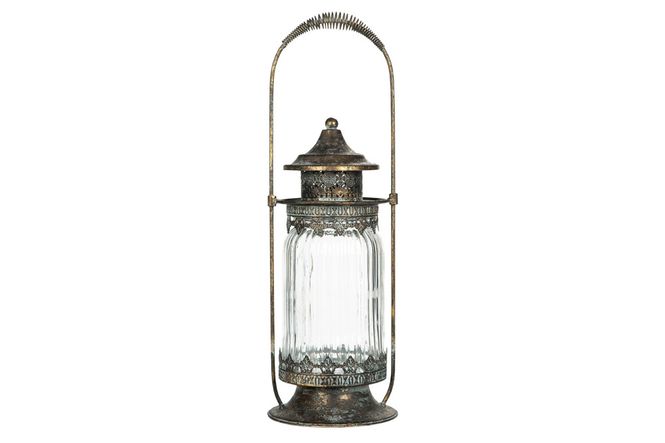 Hovedbilde Lykt ant messing/glass14x43 ...