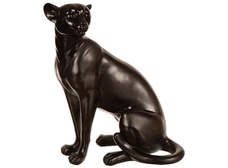 Leopard sittende sort 28x18x37cm