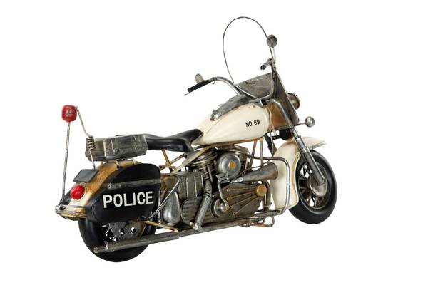 Motorsykkel polti sølv metall 36x14x24 cm